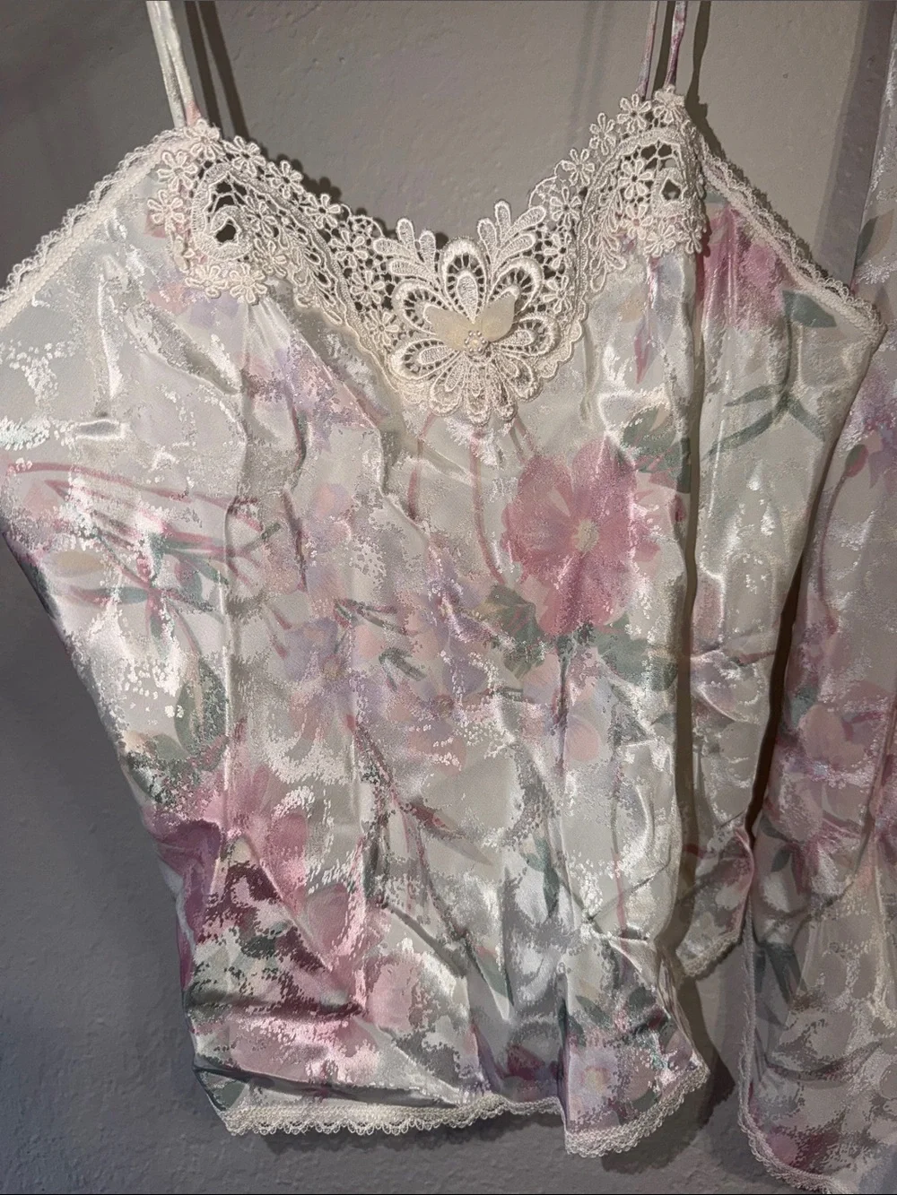 Vintage Floral Slip set Cami & Skirt Slip dress lace pastel flowers - Picture 2 of 9